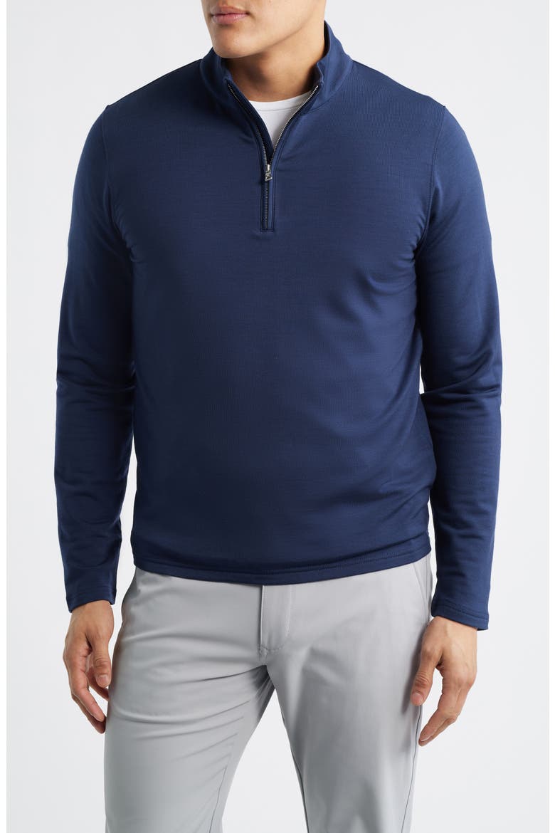 Crown Crafted Excursionist Flex Merino Wool Blend Quarter Zip, Main, color, NAVY