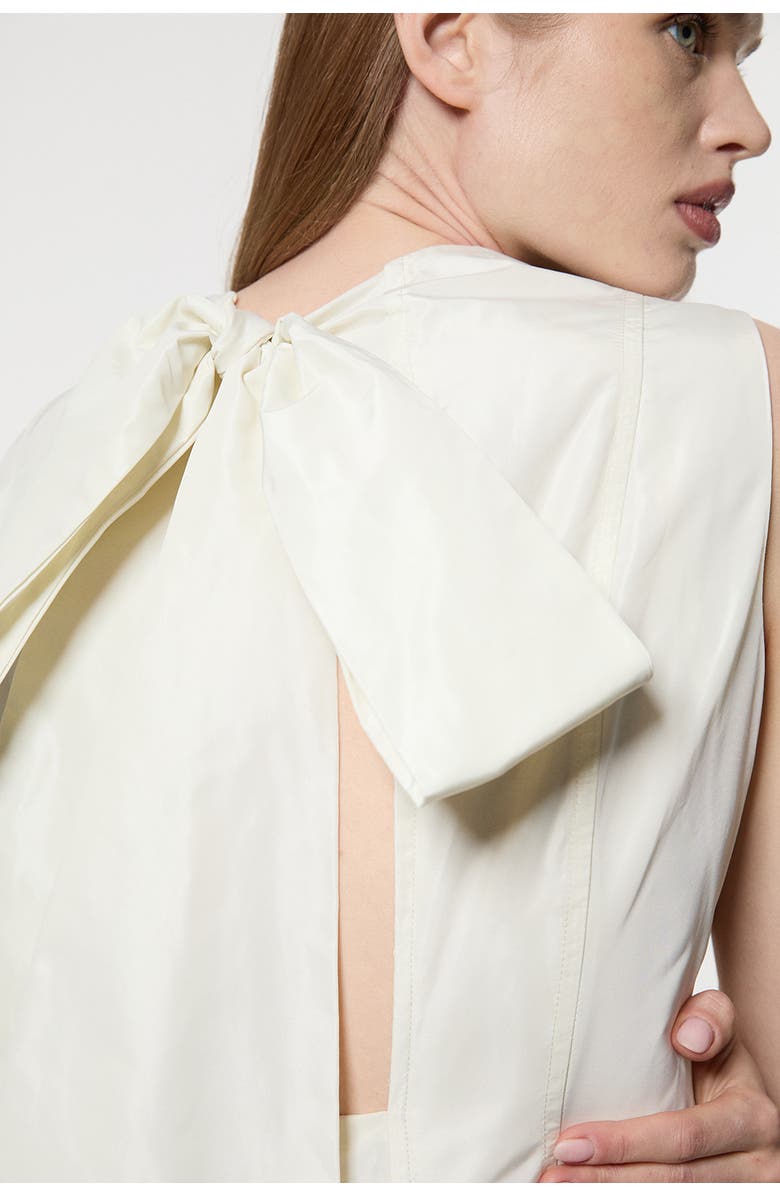 Karen Millen Taffeta Rosette Woven Mini Dress, Alternate, color, Pearl