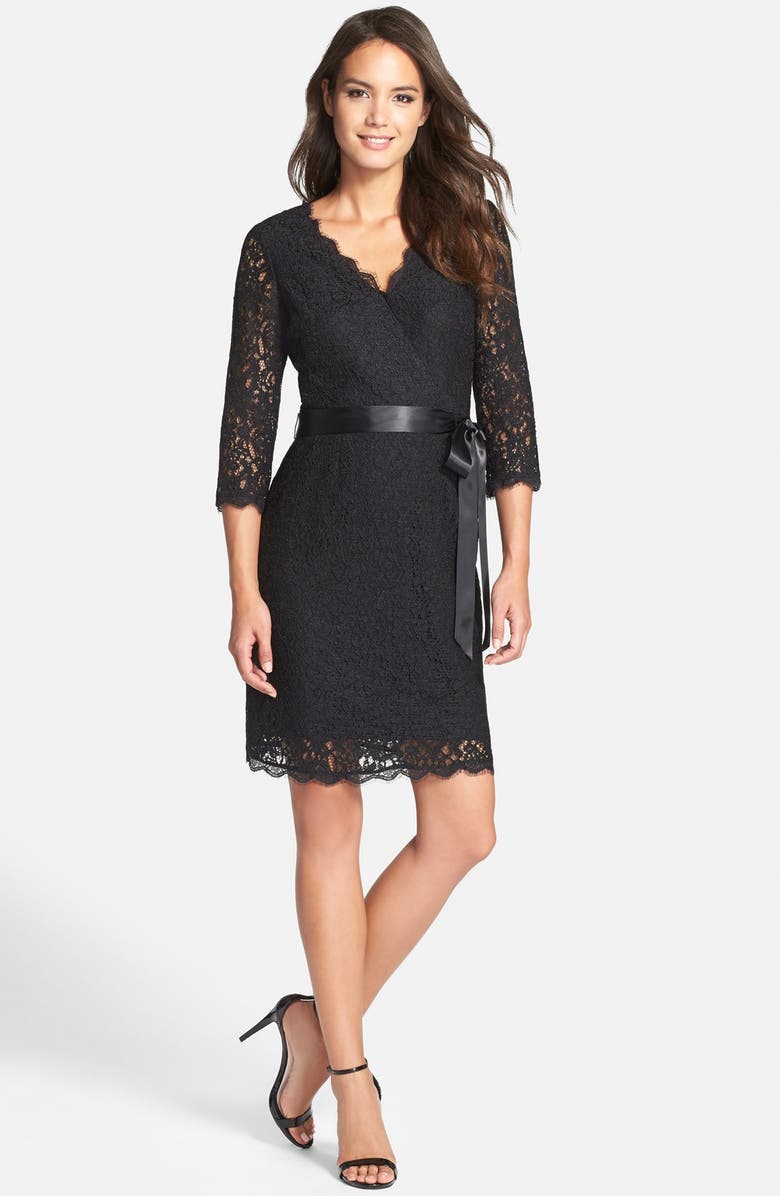 Adrianna Papell Wrap Lace Dress, Alternate, color,