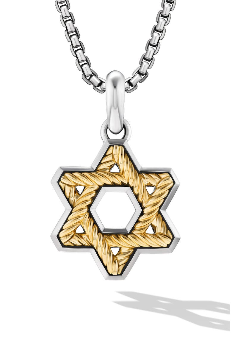 Cable Star of David Amulet, Main, color, STERLING SILVER AND 18K GOLD