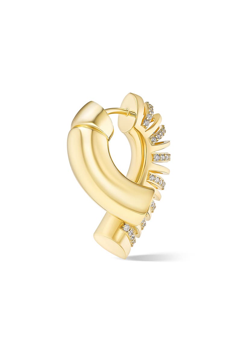 Oera Half Rib Diamond Hoop Earrings, Alternate, color, YELLOW GOLD