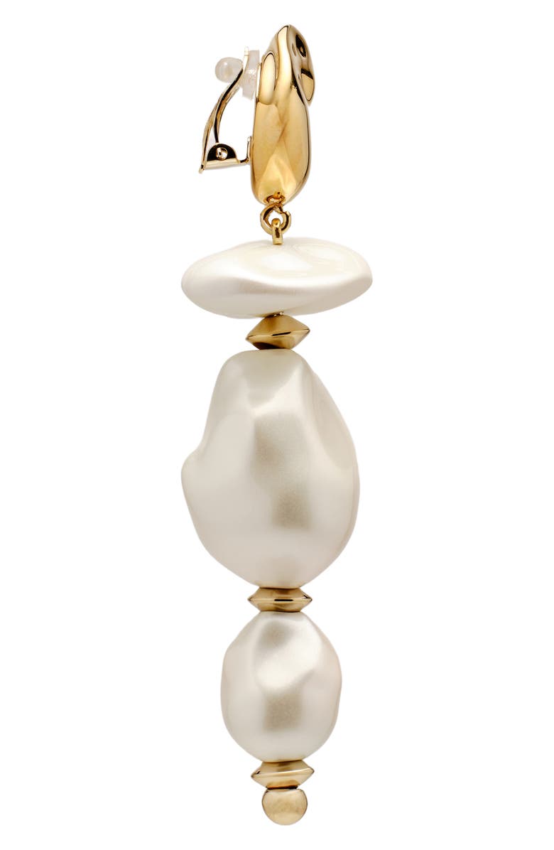 Cult Gaia Fabbie Faux Pearl Linear Drop Earrings, Alternate, color, Pearl