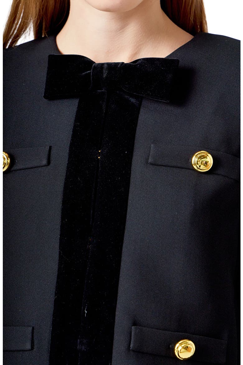 Velvet Trim Jacket, Alternate, color, BLACK