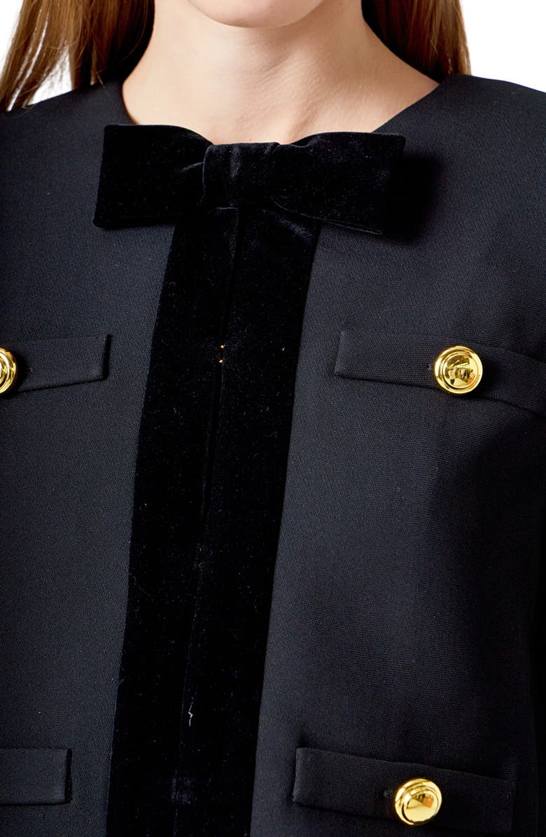 Endless Rose Velvet Trim Jacket, Alternate, color, Black