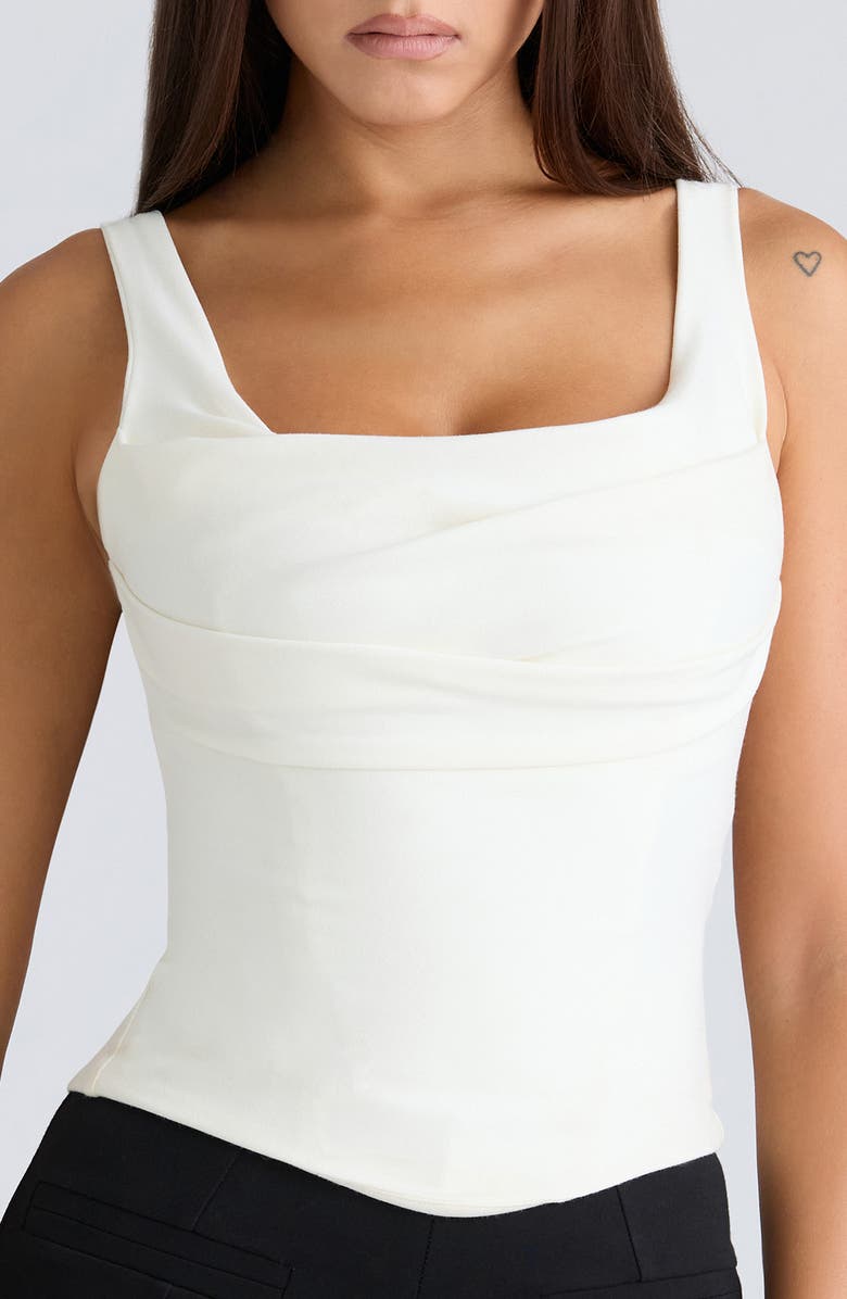 HOUSE OF CB The Drape Neck Corset Top, Alternate, color, Ivory