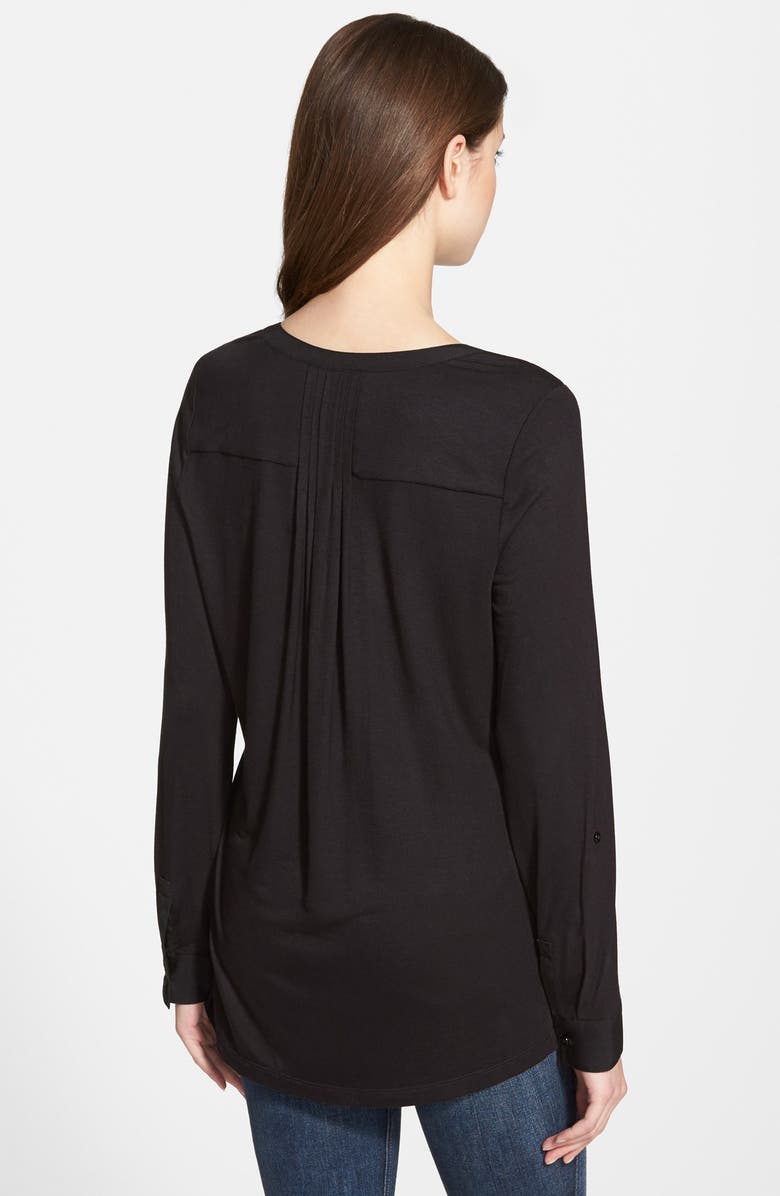 NYDJ Pleat Back Knit Roll Sleeve Top, Alternate, color,