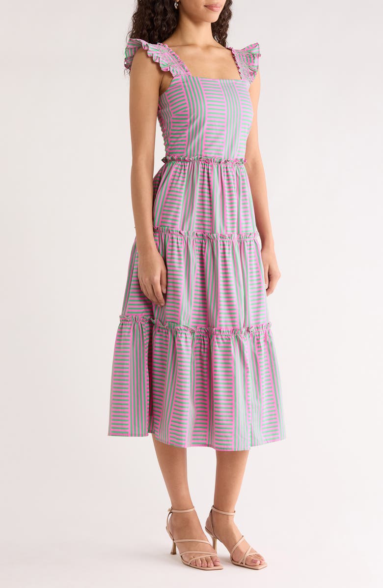 SUGARLIPS Valda Mixed Stripe Tiered Cotton Sundress, Alternate, color,