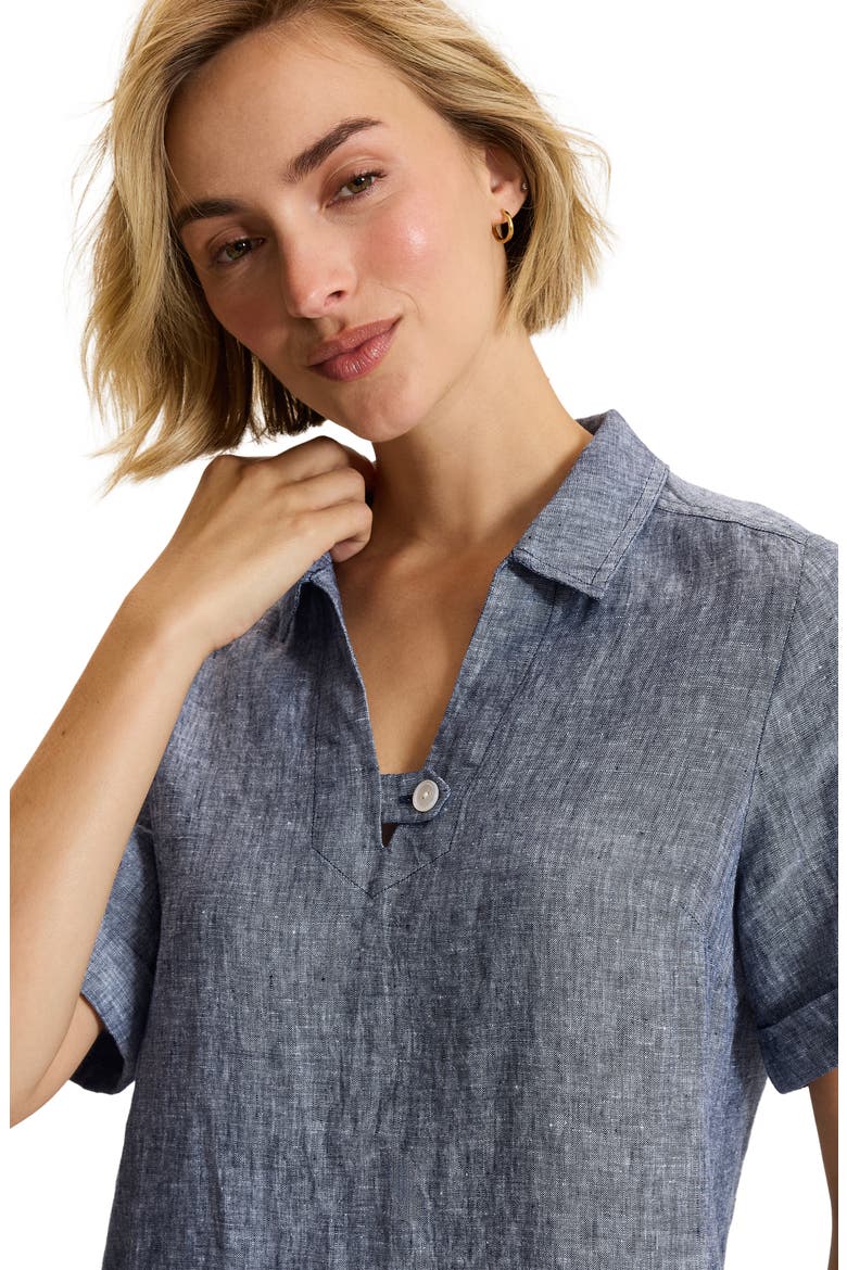 Two Palms Linen Polo Dress, Alternate, color, LT COASTLINE