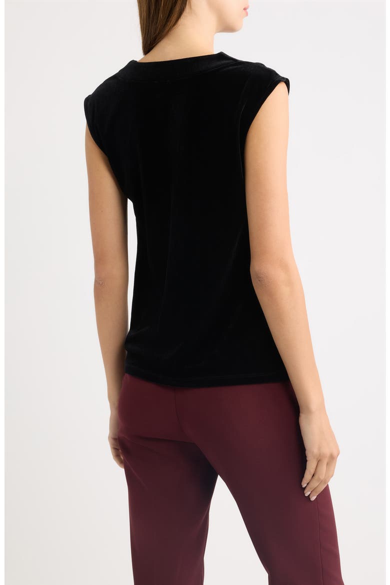 Pleated Cowl Neck Top, Alternate, color, ANNE BLACK