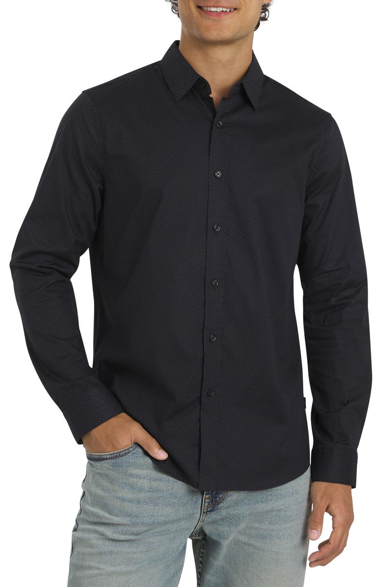 DKNY SPORTSWEAR Samuel Stretch Cotton Button-Up Shirt, Main, color, Steel Gray