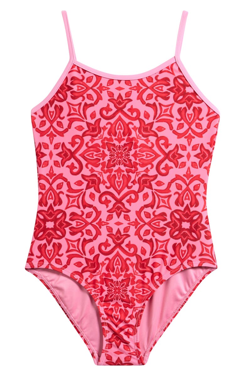 Seafolly Kids' Capri Tile One-Piece Swimsuit, Main, color, Capri Tile