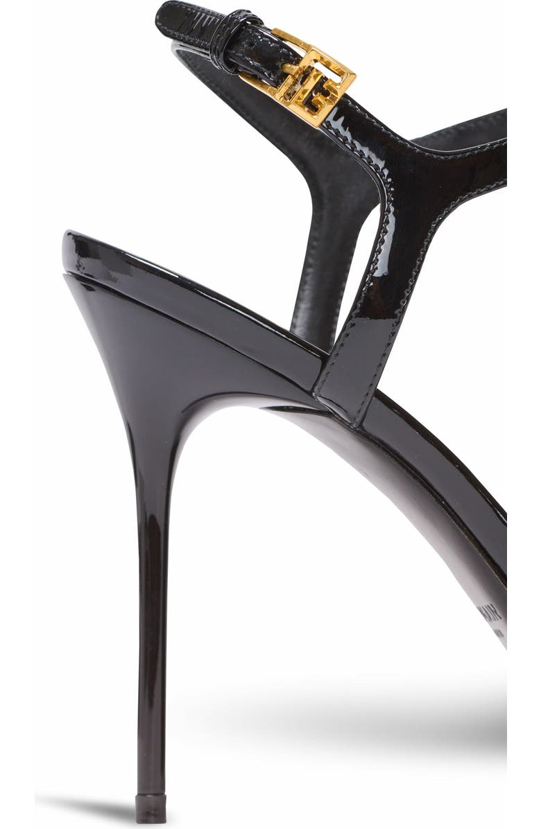 Balmain Sync Patent Leather Sandals With Heel, Alternate, color, Black