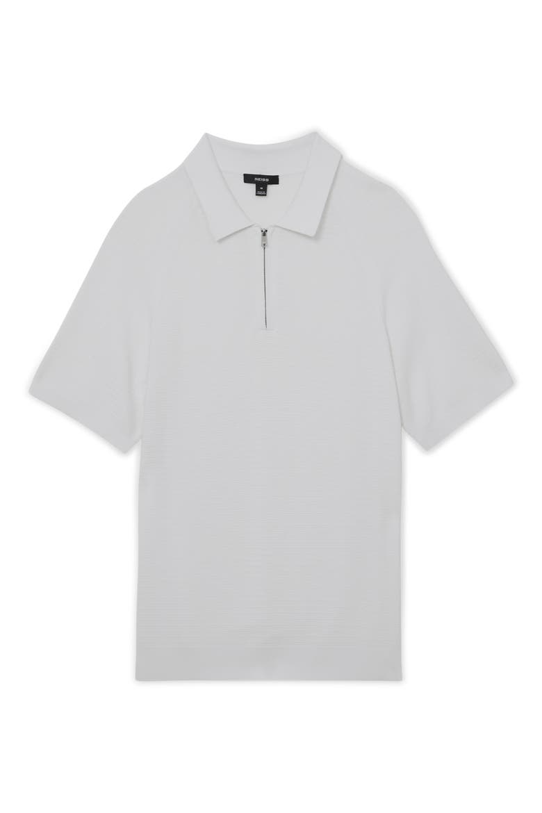 Estate Textured Stitch Zip Polo, Alternate, color, WHITE