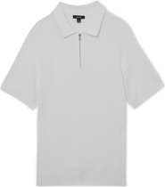 Reiss Estate Textured Stitch Zip Polo