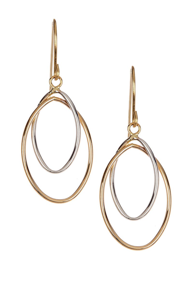 CANDELA JEWELRY 14K Yellow & White Gold Graduated Dangle Earrings, Main, color, 