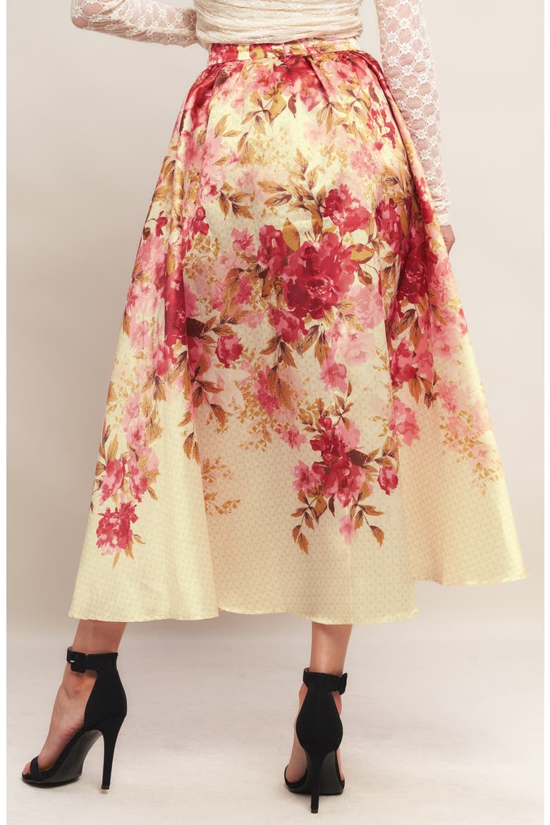 Floral Full Midi Skirt, Alternate, color, IVORY/ PINK