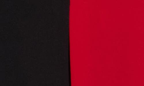 Connected Apparel Colorblock Faux Wrap Dress In Multi