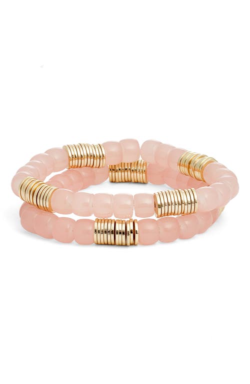 Nordstrom Set Of Two Beaded Stretch Bracelets In Rose- Gold