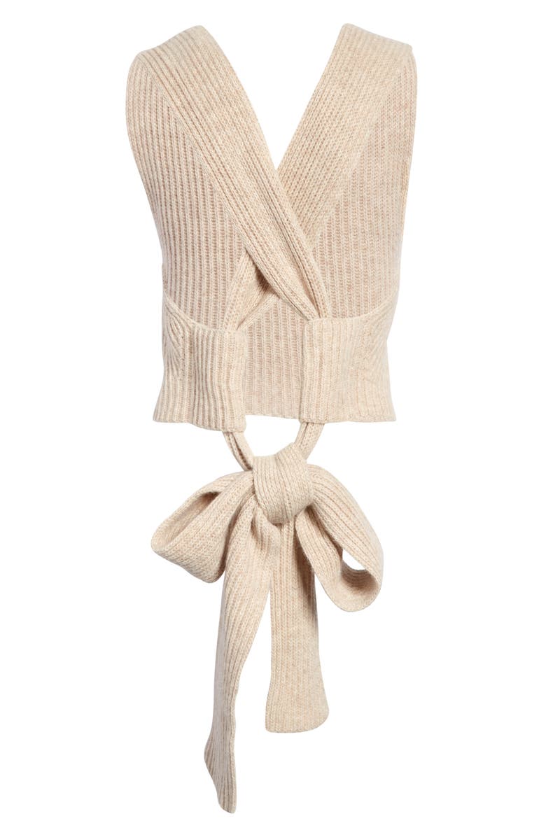 Ganni Back Bow Sleeveless Sweater, Alternate, color, 