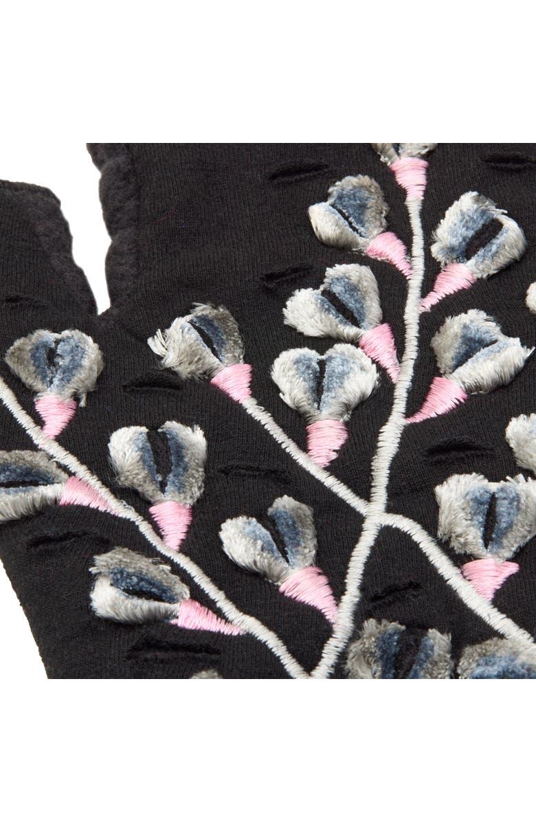 Feelgoodz Women's Artisan Crafted Fleece Lined Azalea Fingerless Gloves, Alternate, color, Noir