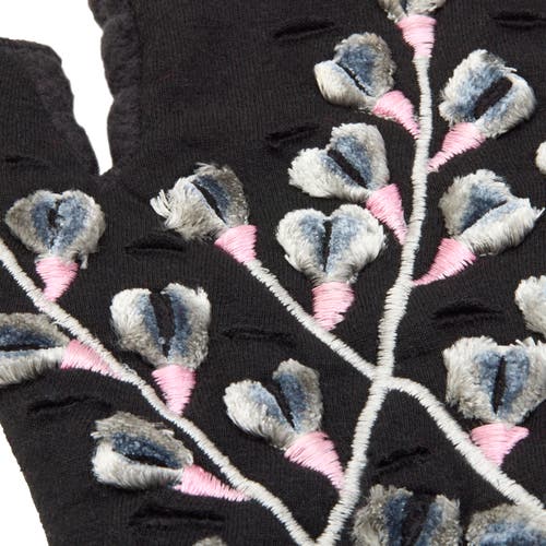 Feelgoodz Artisan Crafted Fleece Lined Azalea Fingerless Gloves In Brown
