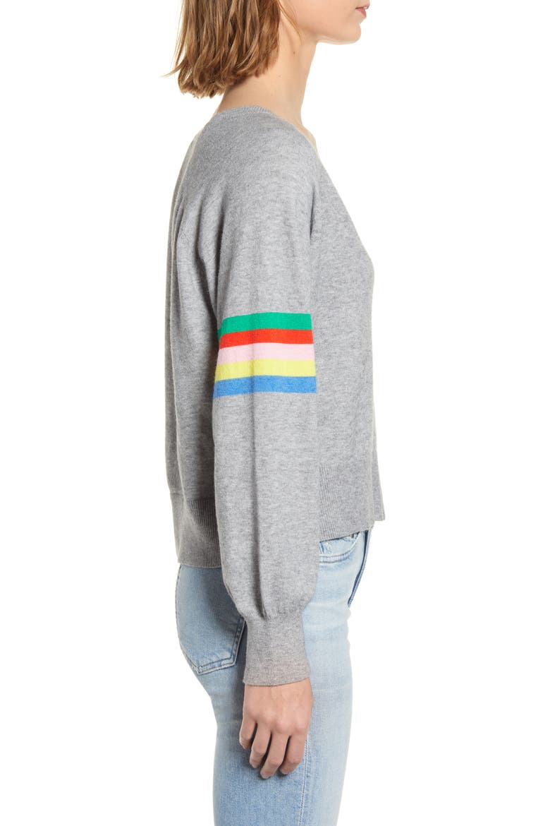 Hazel Rainbow Stripe Sweater, Alternate, color, LIGHT HEATHER GREY