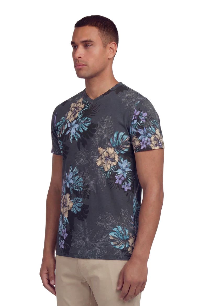 Exotic Floral Mens Vneck Tee, Alternate, color, EXOTIC FLORAL BLACK