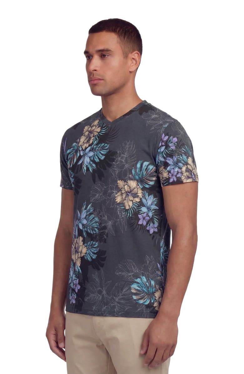 Lords of Harlech Exotic Floral Mens Vneck Tee, Alternate, color, Exotic Floral Black