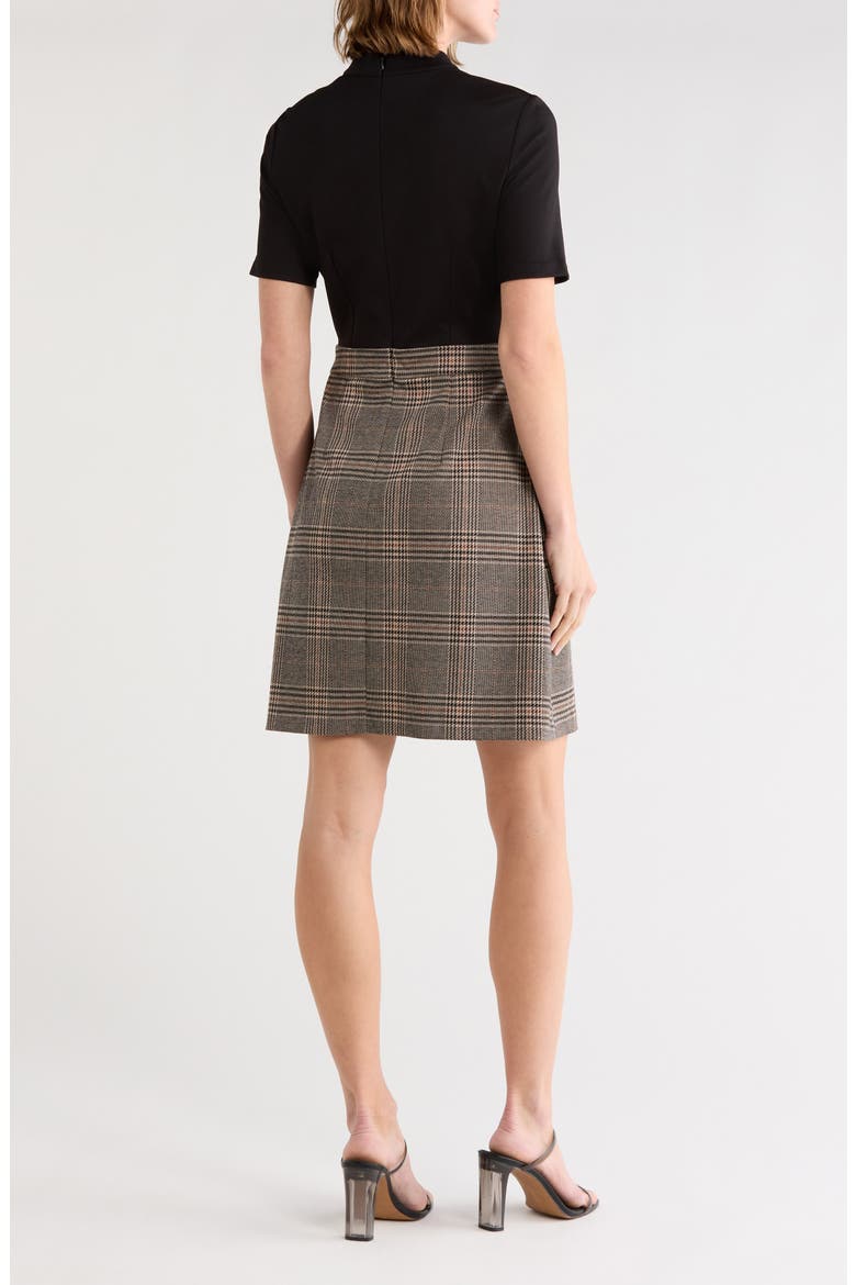 Mixed Media A-Line Dress, Alternate, color, BLACK TAN