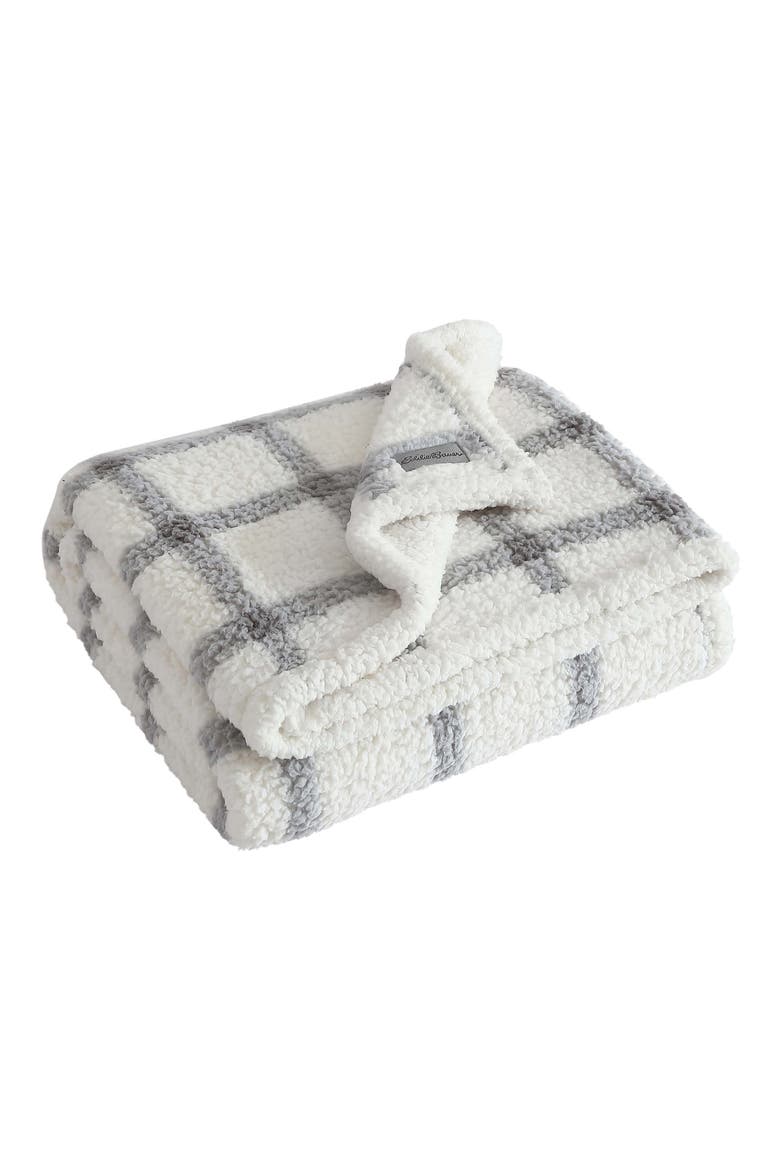 Bunkhouse Plaid Faux Shearling Throw Blanket, Alternate, color, GREY