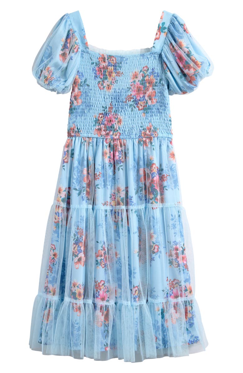 Truly Me Kids' Floral Print Dress, Main, color, Blue Multi