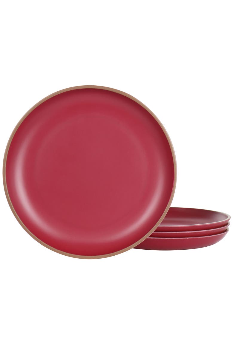 Rockabye 4 Piece Melamine Dinner Plate Set, Main, color, Dark Pink