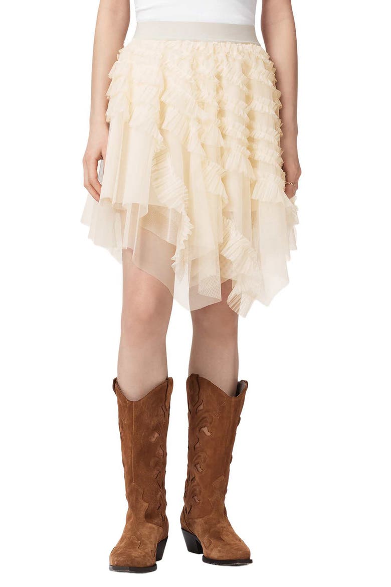 Jayde Handkerchief Hem Tulle Skirt, Main, color, TOFU WHITE