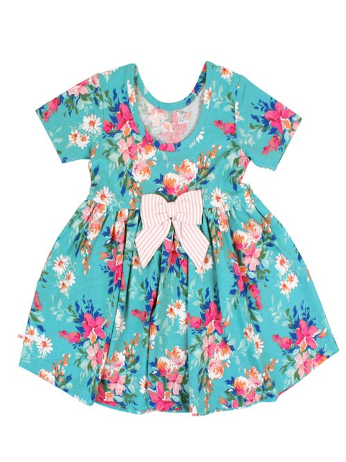 Rufflebutts Girls Knit Short Sleeve Twirl Dress In Multi