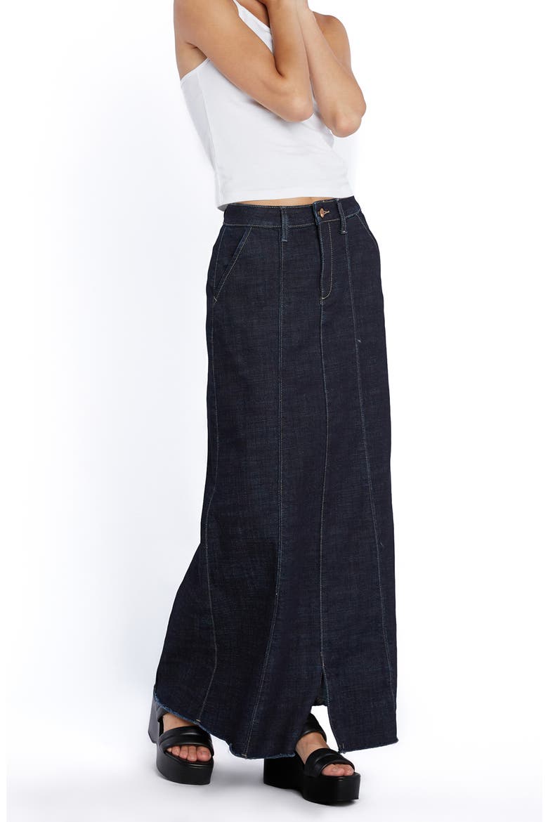 Willa Raw Hem Denim Pencil Skirt, Alternate, color, NIGHT BLUE