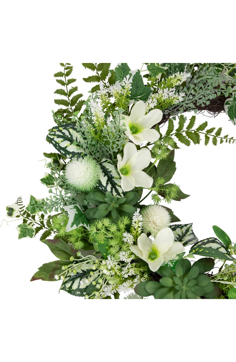 Northlight Hellebores and Ivy Artificial Spring Floral Wreath, 24-Inch, Alternate, color, Green
