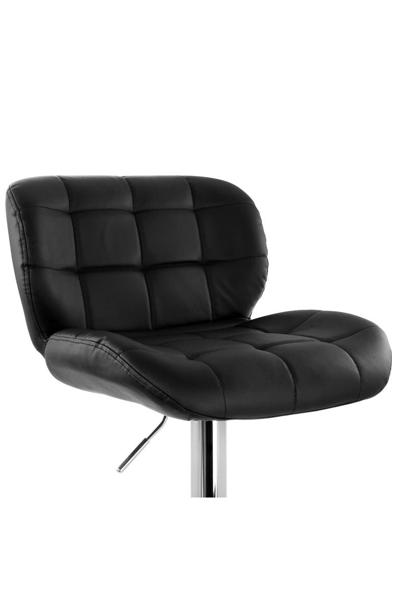 2 Piece Faux Leather Tufted Bar Stool with Adjustable Height, Alternate, color, Black