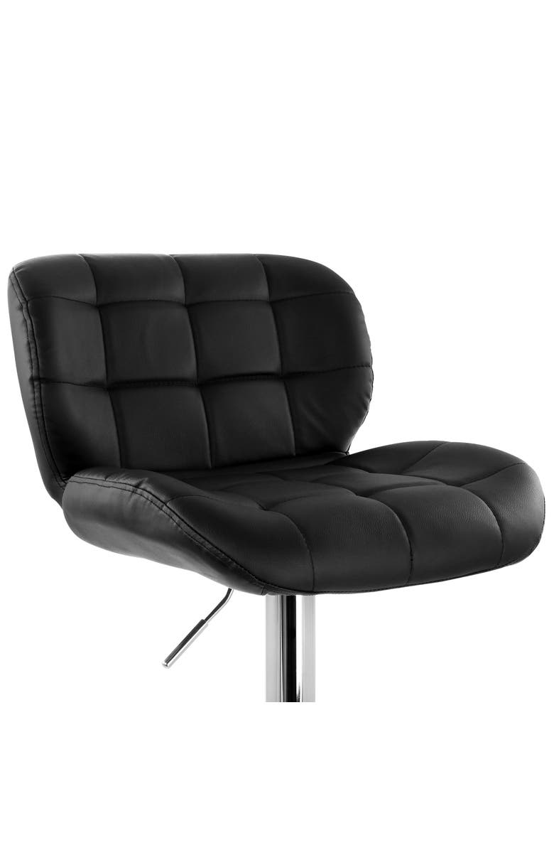 Elama 2 Piece Faux Leather Tufted Bar Stool with Adjustable Height, Alternate, color, Black