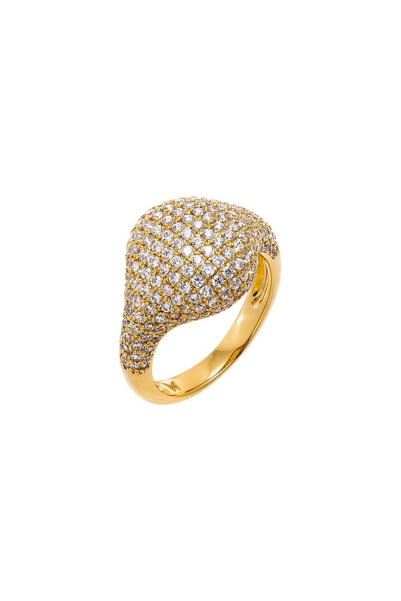 Pavé Dome Signet Pinky Ring, Main, color, Gold