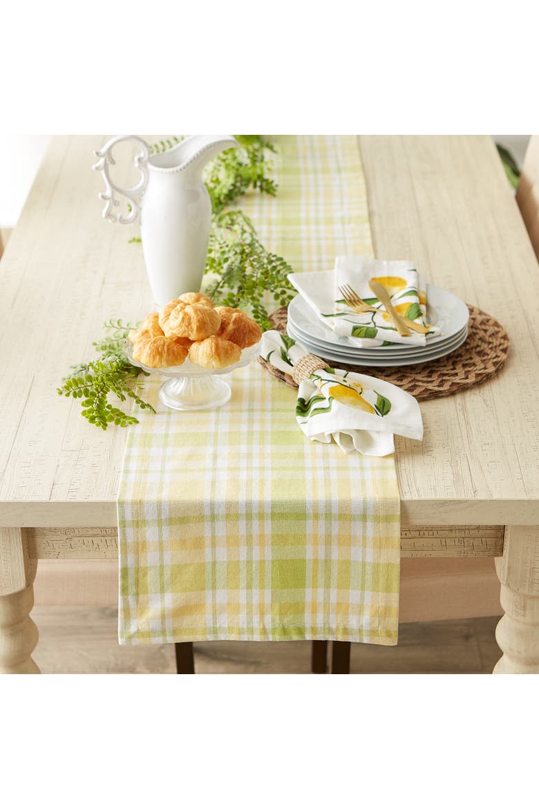 Lemon Bliss Plaid Table Runner, Alternate, color, Lemon Bliss