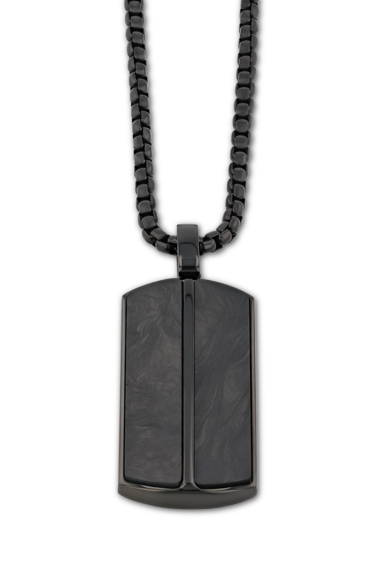 Stainless Steel Pendant with Carbon Fiber Inlay, Alternate, color, Black