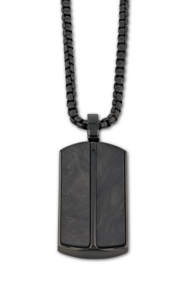 Larson Jewelers Stainless Steel Pendant with Carbon Fiber Inlay, Alternate, color, Black