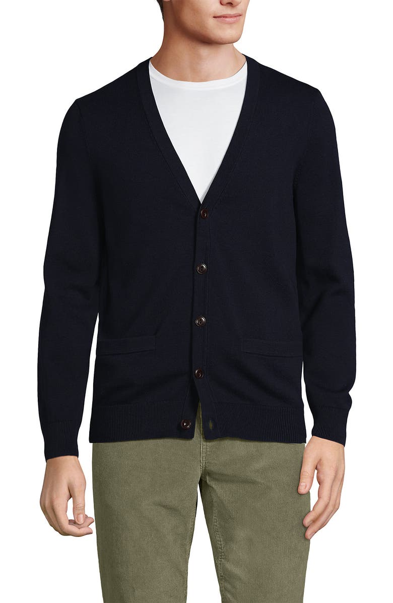 Lands' End Fine Gauge Cotton Cardigan, Alternate, color, Radiant Navy