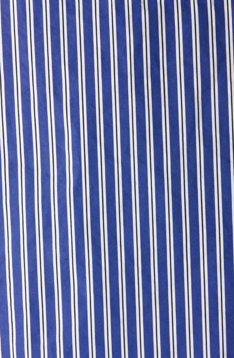 Balenciaga Oversize Stripe Cotton Blend Button-Up Shirt, Alternate, color, Navy/ White