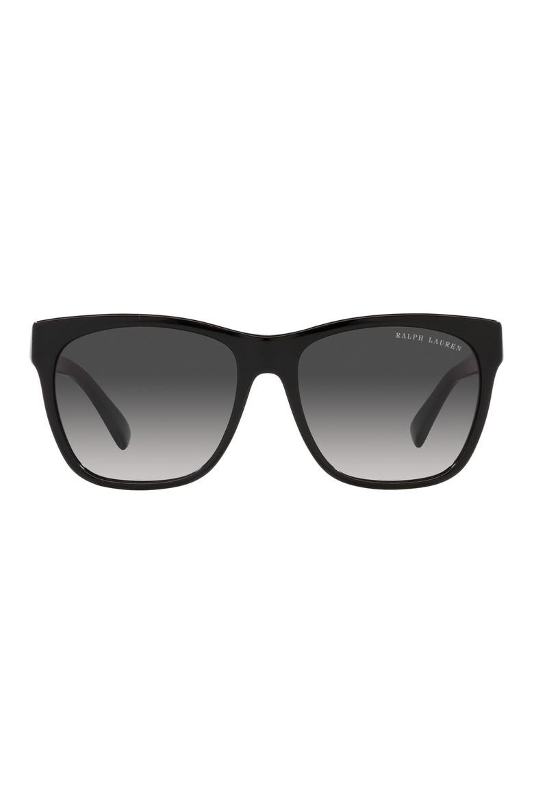 57mm Square Sunglasses, Main, color, BLACK