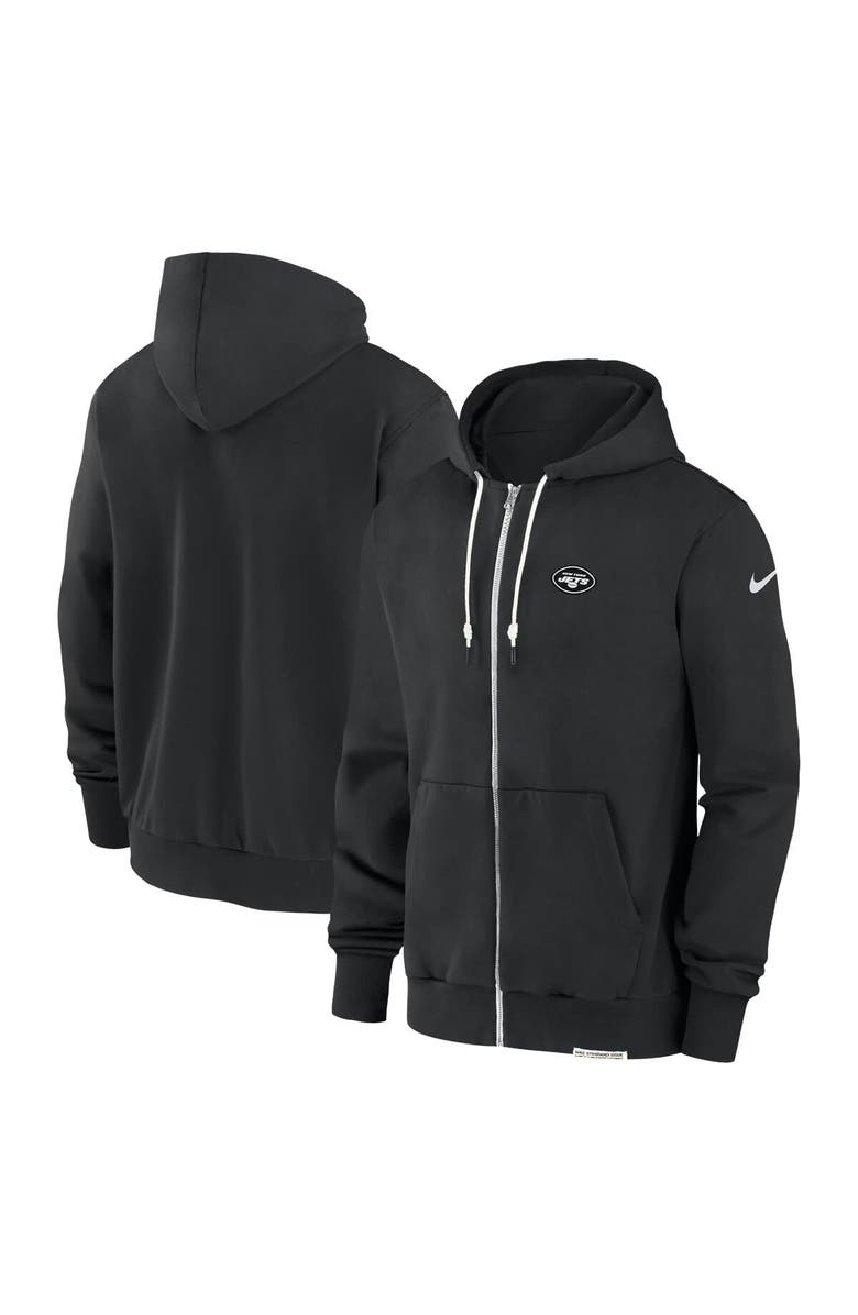 Nike Men's Nike Black New York Jets Sideline Performance Full-Zip Hoodie Sweatshirt, Main, color, Black