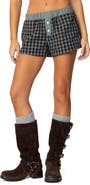 EDIKTED Mix Plaid Cotton Boxer Shorts