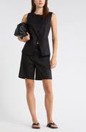 Nordstrom Collarless Cutaway Linen Blend Vest
