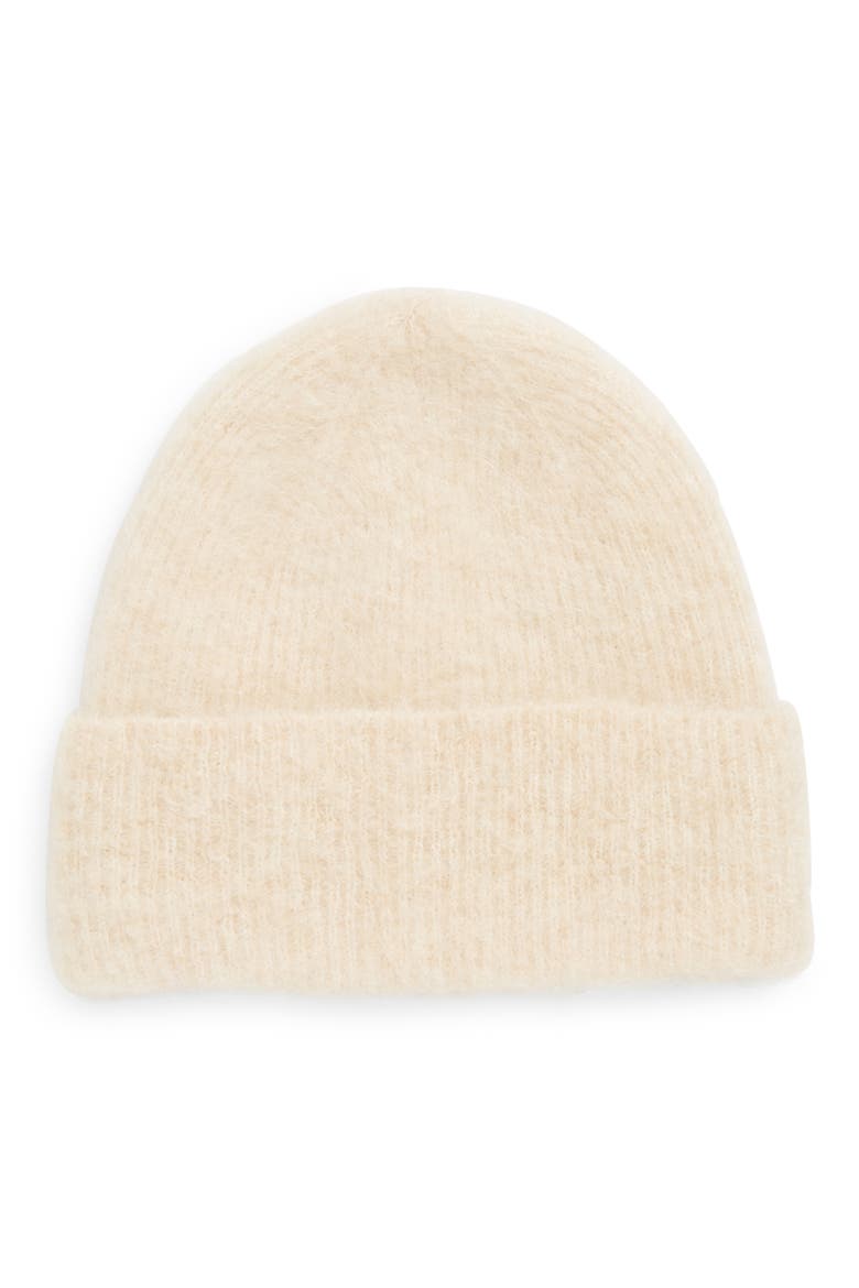 Fuzzy Wool & Mohair Blend Beanie, Main, color, OFF WHITE