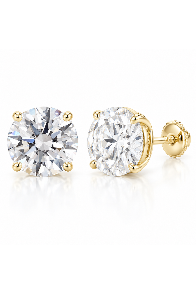 IGI Certified 5 Carat Total Weight D VS1 Round Lab Grown Diamond Stud Earrings in 14K Gold, Main, color, 14K Rose Gold